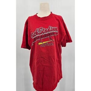 Y2K Lee Sport Unisex L 2005 Busch Stadium St Louis Cardinals Red T-Shirt